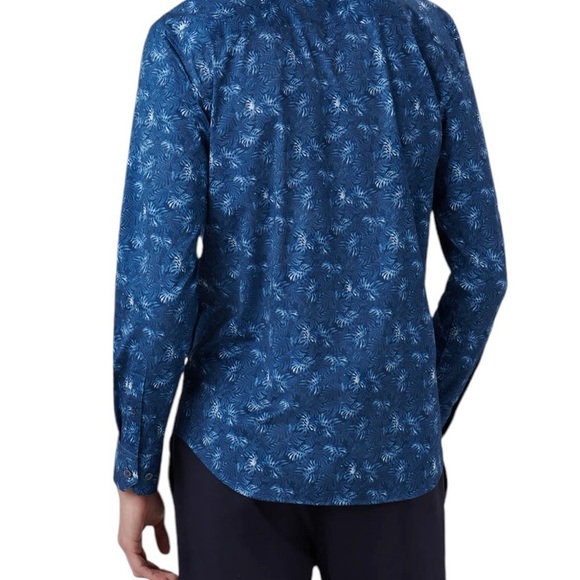 Bugatchi men's size medium 8 Way  Stretch leaf blue all over print - Picture 3 of 10